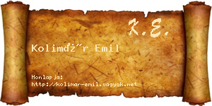 Kolimár Emil névjegykártya