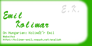 emil kolimar business card